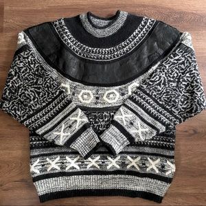 EUC Vintage 80s Mark Elliot Sweater Leather Trim S